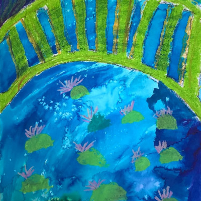Year 7 Salt Painting - Monet Water Lillie's January 2018